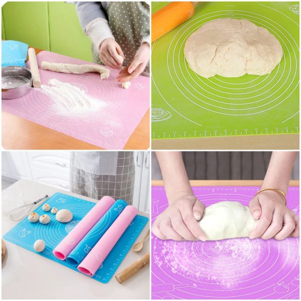 Big Size Silicone Baking Roti Mat With Measurements Heat Resistant Cookie Sheet Oven Liner | Non Stick Flour Rolling Mat | Baking Mat Kneading Dough Pad